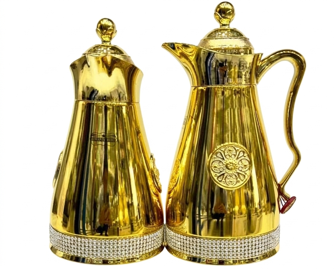 ست فلاسک دوقلو رمانتیک هوم (Romantic Home) مدل AK937F - رنگ طلایی نگین‌دار