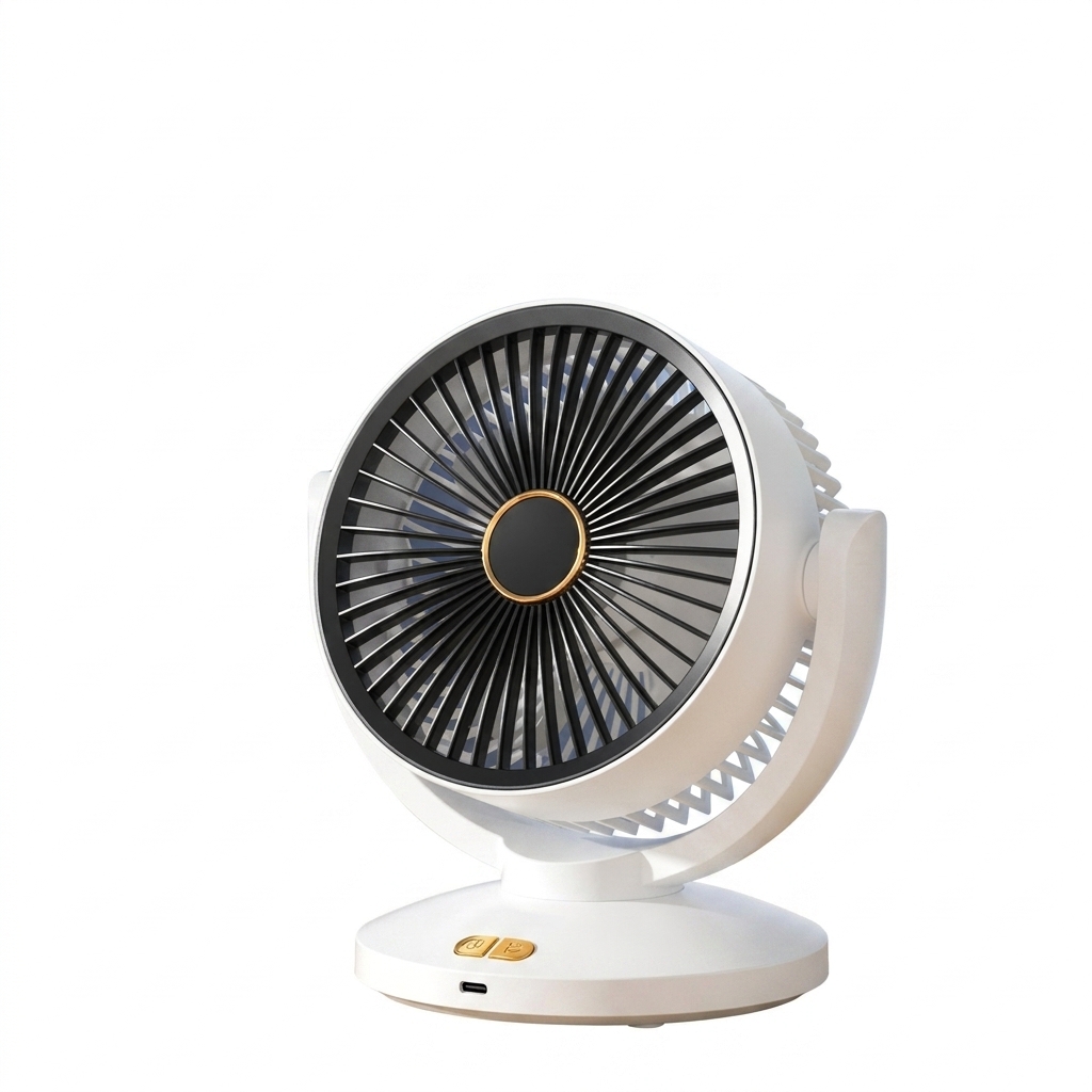 پنکه رومیزی شارژی و چرخشی مدل Desktop Fan با طراحی مدرن و درگاه USB-C اورجینال  ۶سرعته  ‌