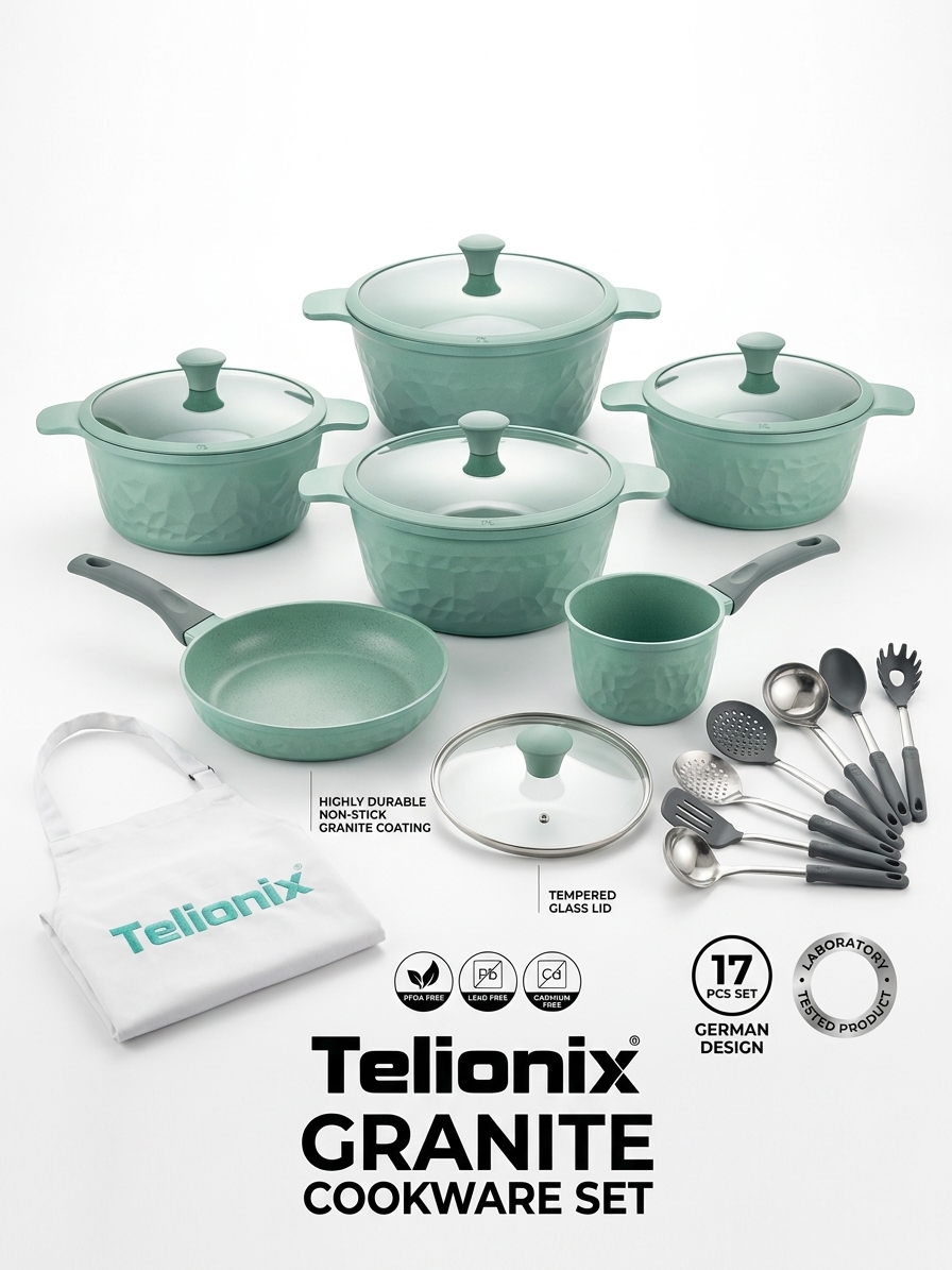 سرویس پخت‌وپز ۱۷ پارچه گرانیتی تلیونیکس (Telionix) مدل TGC5712 ‌