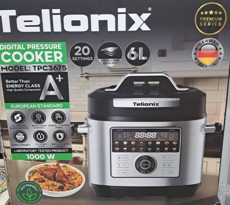 زودپز و مولتیکوکر دیجیتال ۶ لیتری تلیونیکس (Telionix Digital Pressure Cooker) مدل TPC3675 