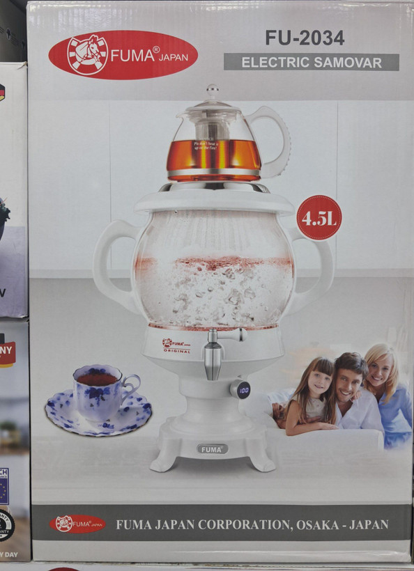 سماور برقی شیشهای ۴.۵ لیتری فوما ژاپن (Fuma Japan) مدل FU-2034 