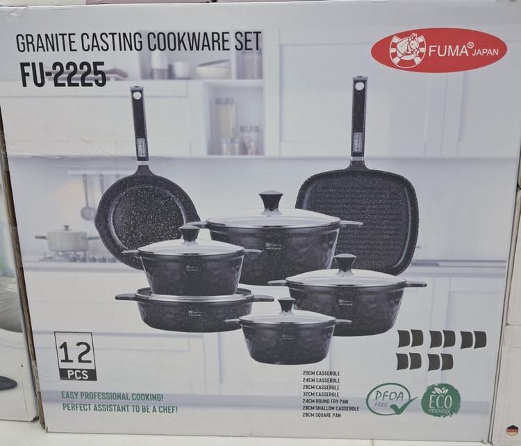 سرویس قابلمه و تابه ۱۲ پارچه چدن گرانیت فوما ژاپن (Fuma Japan) مدل FU-2225 