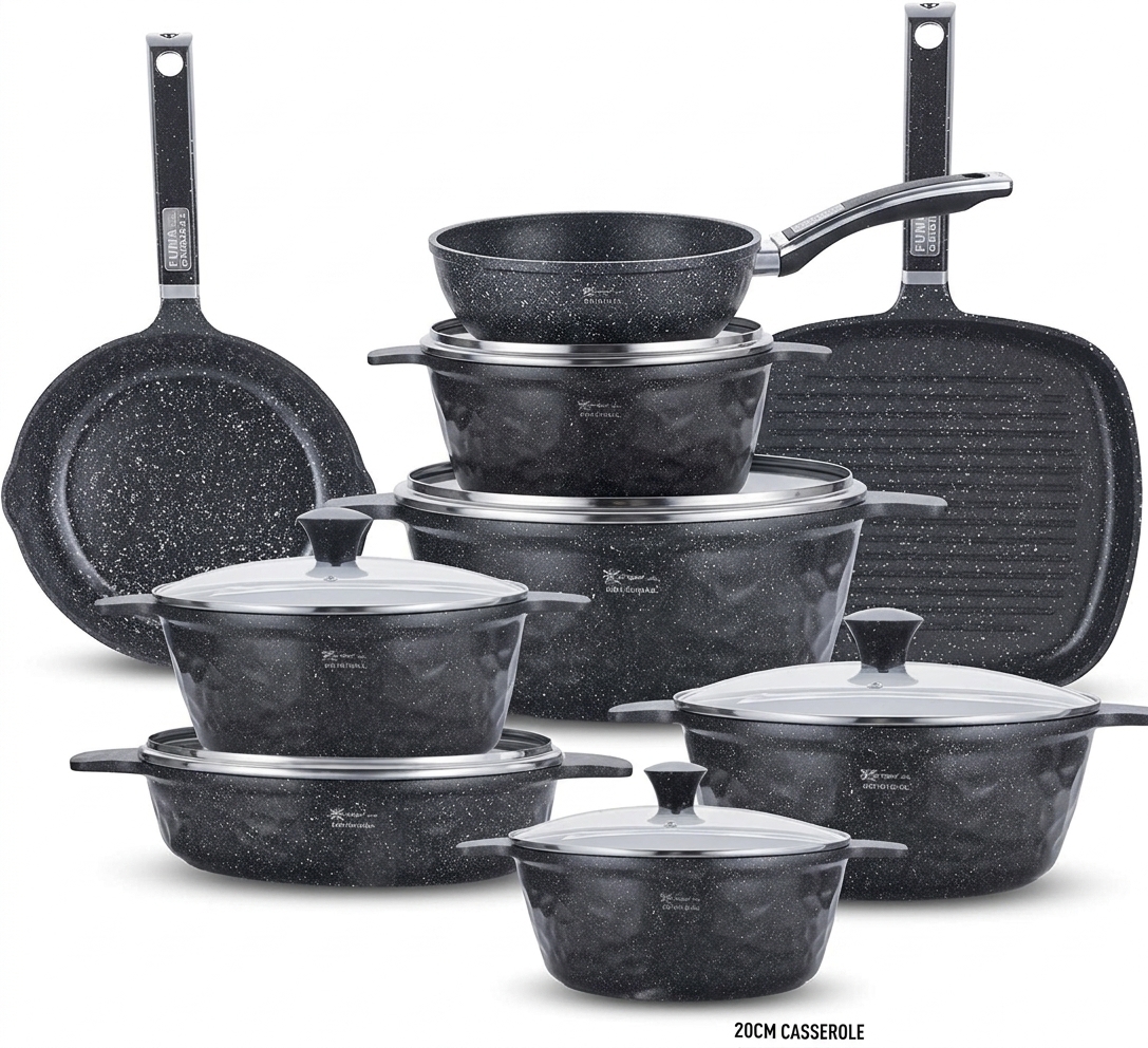 سرویس قابلمه و تابه ۱۲ پارچه چدن گرانیت فوما ژاپن (Fuma Japan) مدل FU-2225 ‌