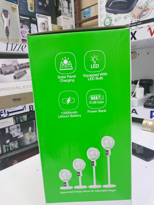 پنکه ایستاده شارژی و سولار چندکاره دیپی (DP Duration Power) مدل DP-7641 
