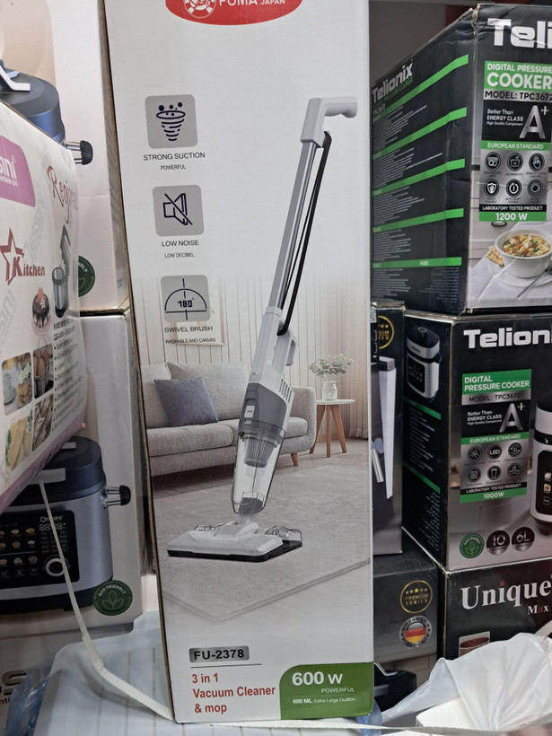 جارو عصایی و طیکش ۳ در ۱ فوما مدل FU-2378 رنگ سفید-خاکستری