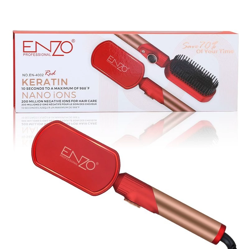 برس حرارتی حرفه‌ای انزو (ENZO Professional) مدل EN-4002 Red ENZO Keratin Nano Ions Hair Stra(اورجینال)