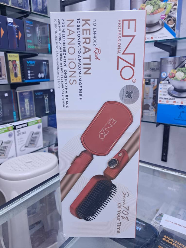 برس حرارتی حرفهای انزو (ENZO Professional) مدل EN-4002 Red ENZO Keratin Nano Ions Hair Stra(اورجینال)