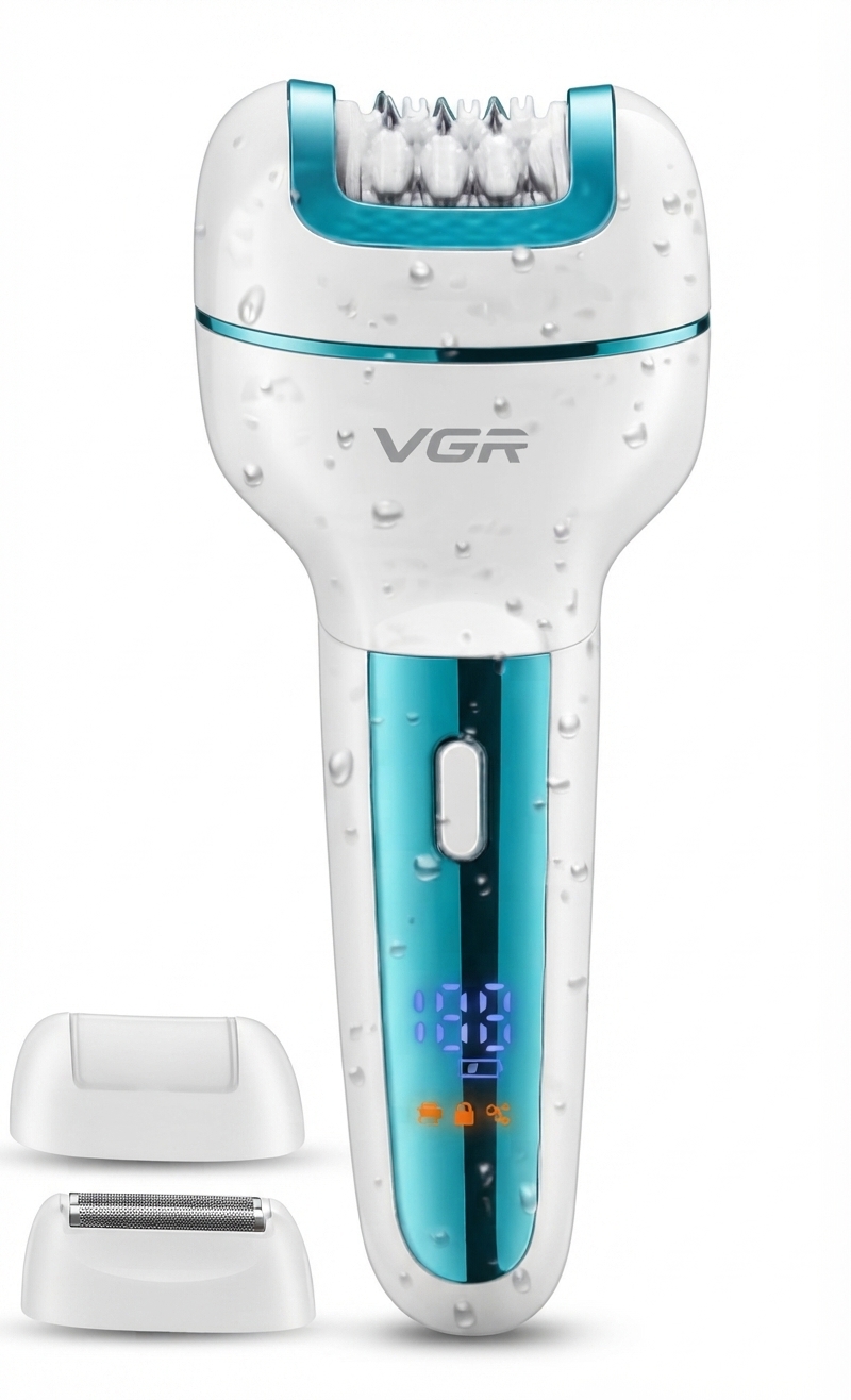 اپیلاتور سه کاره وی جی آر مدل V-732 دیجیتالی ضد آب زنانه رنگ سفید