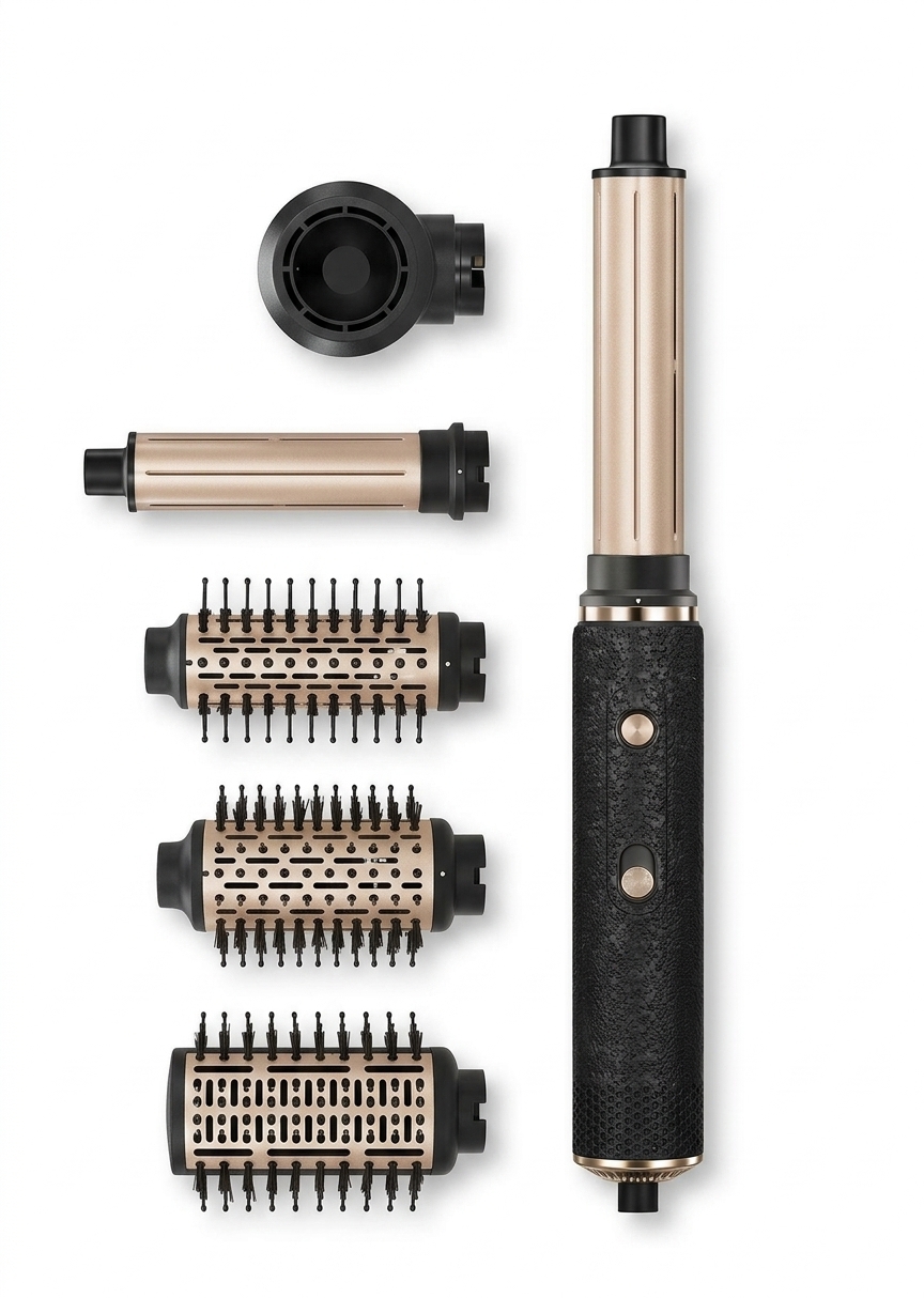 عنوان: سشوار و حالت دهنده چند کاره انزو پروفشنال مدل Super Styler Pro+ EN-6204 بسته 6 عددی زنانه و مردانه مشکی