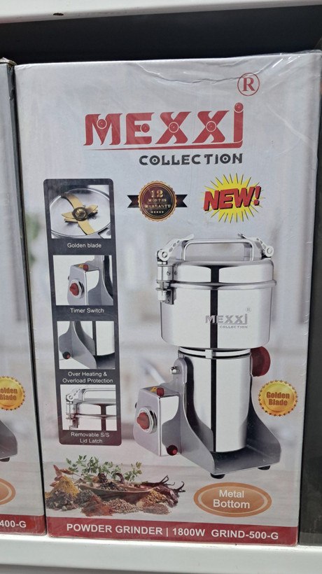 آسیاب صنعتی مکسی کالکشن مدل GRIND-500-G ظرفیت ۵۰۰ گرم توان ۱۸۰۰ وات رنگ استیل