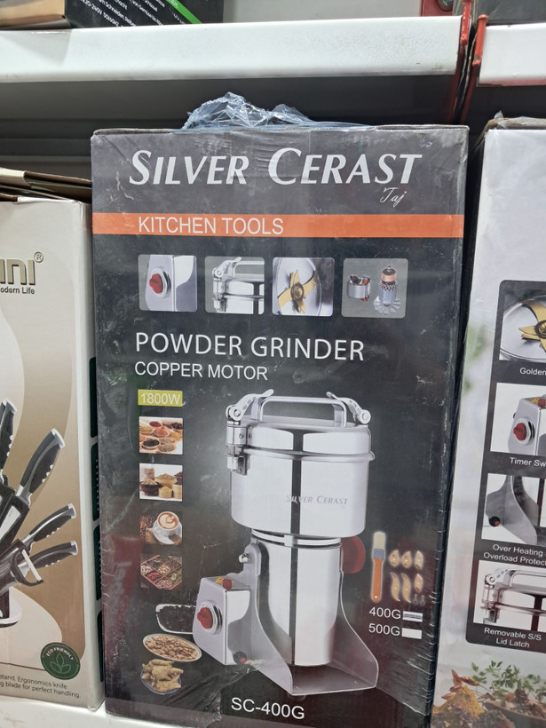 : آسیاب صنعتی سیلور کراست تاج مدل SC-400G ظرفیت ۴۰۰ گرم رنگ استیل Silver Cerast Taj Industrial Grinder SC-400G 400g Stainless Steel