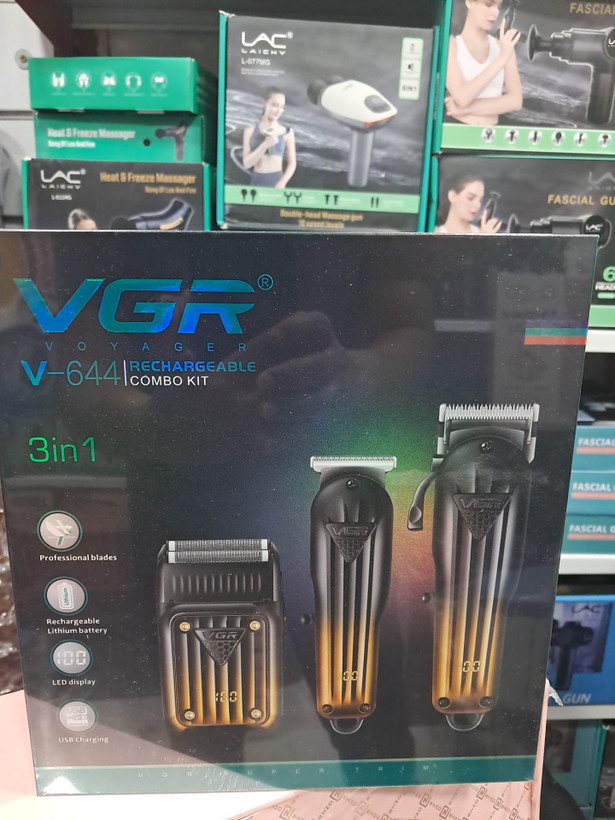 ست اصلاح ۳ در ۱ حرفهای ویجیآر (VGR) مدل V-644 - مجموعه کامل شارژی لوکس