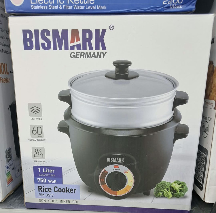 پلوپز و بخارپز بیسمارک مدل BM 3517 توان 750 وات ظرفیت 1 لیتر رنگ مشکی