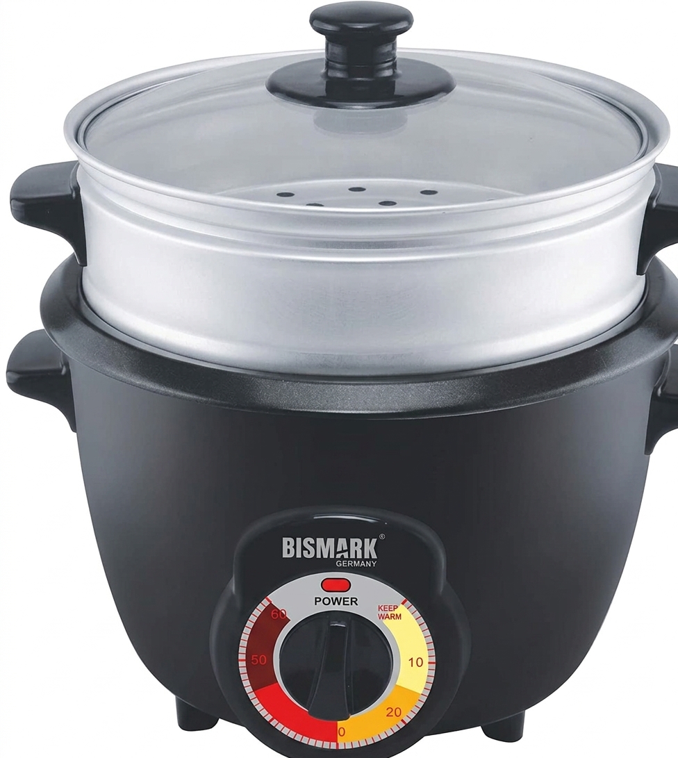 پلوپز و بخارپز بیسمارک مدل BM 3517 توان 750 وات ظرفیت 1 لیتر رنگ مشکی