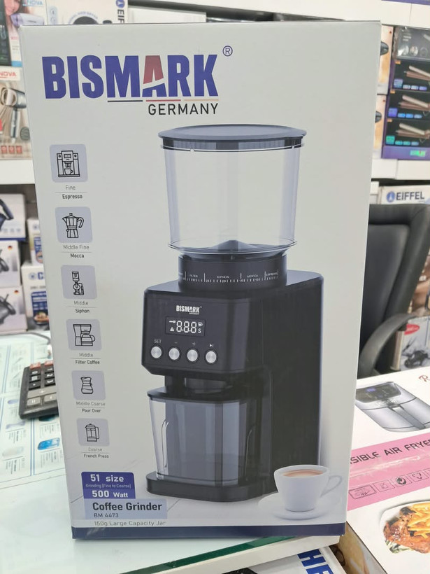 آسیاب قهوه برقی بیسمارک مدل BM 4473 توان 500 وات با 51 درجه درجهبندی آسیاب رنگ