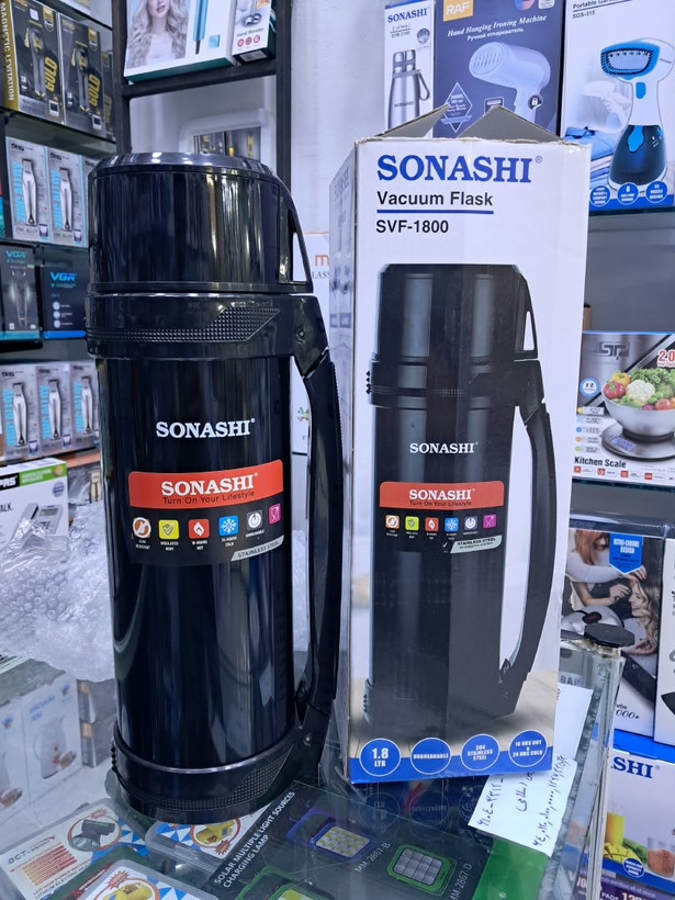 فلاسک دوجداره سوناشی مدل SVF-1800 ظرفیت ۱/۸ لیتر رنگ مشکی
