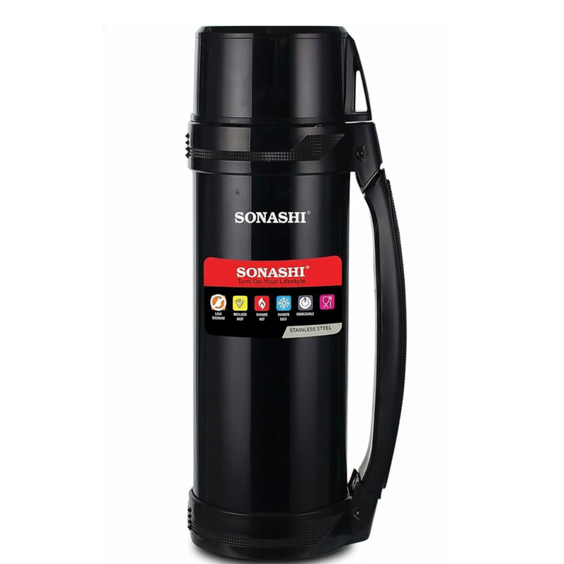 فلاسک دوجداره سوناشی مدل SVF-1800 ظرفیت ۱/۸ لیتر رنگ مشکی